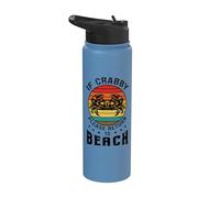 Funny Summer Crab Crabby Please Return to Beach Lover Retro Stainless Steel Insulated Water Bottle
