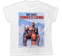 Funny Summer is Coming The Rock Dwayne Johnson Movie Unisex Mens Tshirt White M