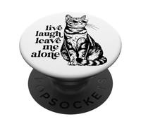 Funny Sunglasses Live Laugh Leave Me Alone Tabby Cat Lover PopSockets PopGrip Adhésif