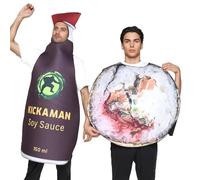 Funny Sushi Couple Costume - Sauce Bottle Outfit, Comfortable Lightweight Fabric With Food Theme Design | Creative Party Costume For Halloween Carnival Christmas Events Stage Shows Role Play