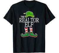 Funny The Realtor Elf Matching Family Group Gift Christmas T-T-Shirts à Manches Courtes Black(Large)