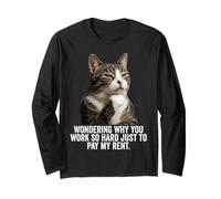 Funny Thinking Cat - Pay My Rent Manche Longue