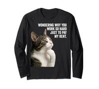 Funny Thinking Cat - Pay My Rent Manche Longue