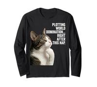 Funny Thinking Cat - Plotting World Domination After Nap Manche Longue