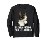 Funny Thinking Cat - Silently Judging Your Life Choices Manche Longue