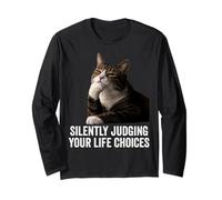 Funny Thinking Cat - Silently Judging Your Life Choices Manche Longue