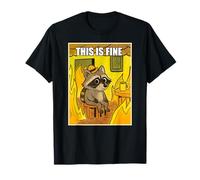 Funny This Is Fine Humour Raccoon Meme Hommes Femmes T-Shirt