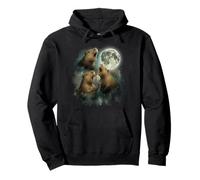 Funny Three Capybaras hurlant at the Moon Chill Cosmic Meme Sweat à Capuche
