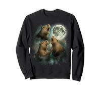Funny Three Capybaras hurlant at the Moon Chill Cosmic Meme Sweatshirt