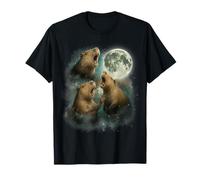 Funny Three Capybaras hurlant at the Moon Chill Cosmic Meme T-Shirt