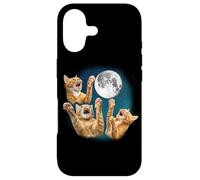 Funny Three Orange Tabby Cat Howling Moon 3 Moon Meme Lover Coque pour iPhone 17