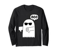 Funny Thumbs Down Cool Ghost Screaming Boo Disapprobation Manche Longue