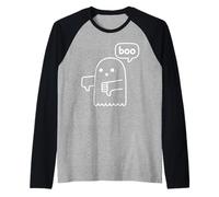 Funny Thumbs Down Ghost Screaming Boo Disapprobation Manche Raglan