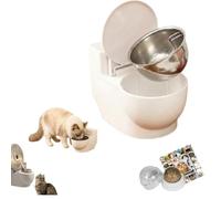 Funny Toilet Water Bowl for Cat，Hilarious Toilet Shaped Pet Water Dispenser for Cats and Small Dogs, Gravity Fed Automatic Pet Fountain No Electricity Needed, Unique Gag Gift for Pet Lover (White, A)