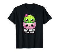 Funny Too Tired to Care Cactus Introverti Kawaii Plant Lover T-Shirt