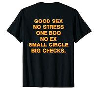 Funny Tops T Shirt Good Sex No Stress One Boo No Ex Small Circle Big Checks Black T-Shirt S-3XL Tee Shirt Black L