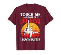 Funny Touch Me Jujitsu brésilien Vintage pour Homme T-Shirt, Homme, Marron, M
