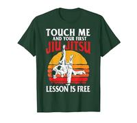 Funny Touch Me Jujitsu brésilien Vintage pour Homme T-Shirt, Homme, Vert Forêt, 3XL