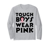 Funny Tough Boys Wear Pink Breast Cancer Awareness Manche Longue