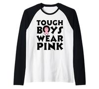 Funny Tough Boys Wear Pink Breast Cancer Awareness Manche Raglan