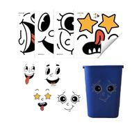 Funny Trash Garbage Can Stickers - Heavy Duty Cartoon Expression Decals, Adhesive Fun Decor | Fridge Bucket Garden Patio Bathroom Dustproof Cover, Reusable Indoor Outdoor Sticker Set
