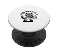 Funny Trash Panda Raccoon Meme Fluffy Thief in The Night PopSockets PopGrip Adhésif
