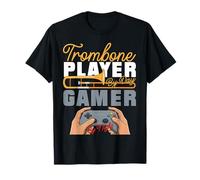 Funny Trombone by Day Gamer by Night Band Player Retro Kids T-Shirt