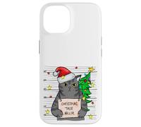Funny True Crime Christmas Cat Dad Grumpy Serial Killer Cat Coque pour iPhone 14