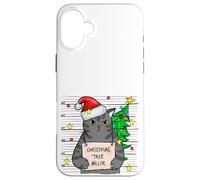 Funny True Crime Christmas Cat Dad Grumpy Serial Killer Cat Coque pour iPhone 16 Plus