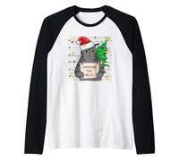Funny True Crime Christmas Cat Dad Grumpy Serial Killer Cat Manche Raglan