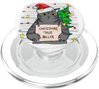 Funny True Crime Christmas Cat Dad Grumpy Serial Killer Cat PopSockets PopGrip pour MagSafe