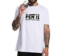 Funny TT-Shirts à Manches Courtes Men My Pen is Bigger Than Yours Print Phrase Cotton Loose T-T-Shirts à Manches Courtes(Large)