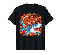 Funny Turquie équitation Requin Automne Feuilles Thanksgiving T-Shirt