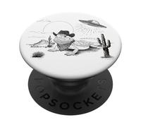 Funny UFO Bearded Dragon Western Alien Vintage 90s Wild West PopSockets PopGrip Adhésif