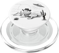 Funny UFO Bearded Dragon Western Alien Vintage 90s Wild West PopSockets PopGrip pour MagSafe