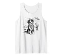 Funny UFO Bernese Mountain Dog Alien Vintage 90s Wild West Débardeur