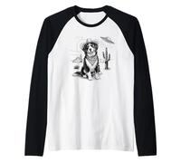 Funny UFO Bernese Mountain Dog Alien Vintage 90s Wild West Manche Raglan