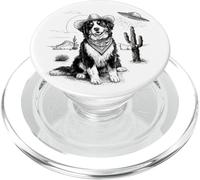 Funny UFO Bernese Mountain Dog Alien Vintage 90s Wild West PopSockets PopGrip pour MagSafe