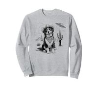 Funny UFO Bernese Mountain Dog Alien Vintage 90s Wild West Sweatshirt