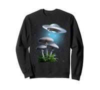 Funny UFO Hovering Over Weird Mushrooms Sci-fi Magic Shrooms Sweatshirt