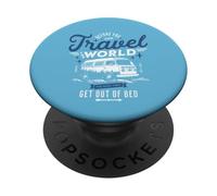 Funny Van Travel Camping Life Get Out of Bed Vintage PopSockets PopGrip Adhésif