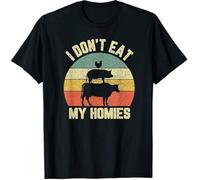 Funny Vegan I Don't Eat My Homies Vegetarian Vegan T-T-Shirts à Manches Courtes Black(Medium)