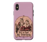 Funny Victorian Cat Overlord Feeding Humour Cat Lover Coque pour iPhone X/XS