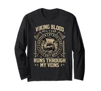 Funny Viking Blood Runs Through My Veins Vikings Norse Manche Longue