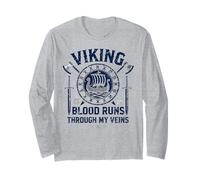 Funny Viking Blood Runs Through My Veins Vikings Norse Manche Longue