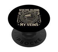 Funny Viking Blood Runs Through My Veins Vikings Norse PopSockets PopGrip Adhésif