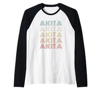 Funny Vintage 70s Text Design: Akita | Akita Dog Owner & Fan Manche Raglan