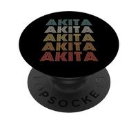 Funny Vintage 70s Text Design: Akita | Akita Dog Owner & Fan PopSockets PopGrip Adhésif