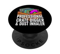 Funny Vinyl Record Collector Crate Digger Dust Inhaler PopSockets PopGrip Adhésif
