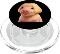 Funny Viral Pig with a Bob Haircut Blond Hair Pig Meme Wig PopSockets PopGrip pour MagSafe